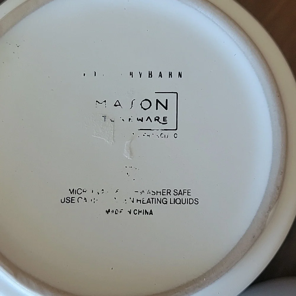 Pottery Barn Mason Stoneware Coffee Tea Mugs Set Of 2
